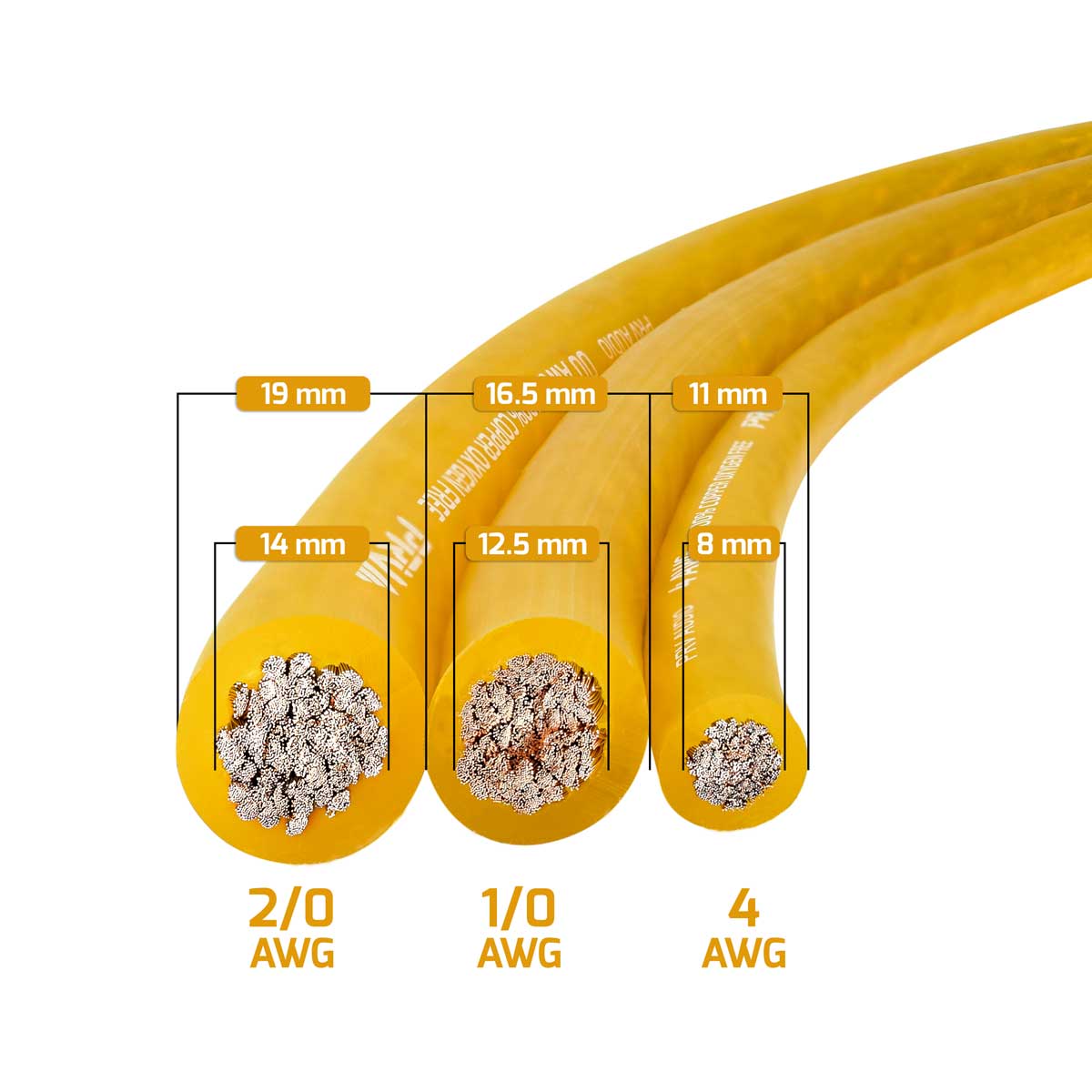 PRO AUDIO OFC POWER WIRE SPOOL 4G 50 FT AMBER GOLD