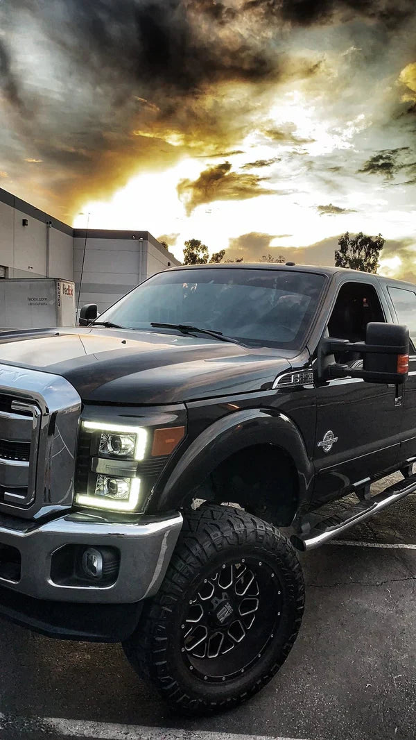 AlphaRex 11-16 Ford Super Duty LUXX-Series LED Projector Headlights Alpha-Black