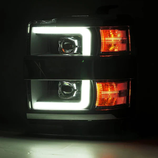 AlphaRex 15-19 Chevrolet Silverado 2500HD/3500HD LUXX-Series LED Projector Headlights Black