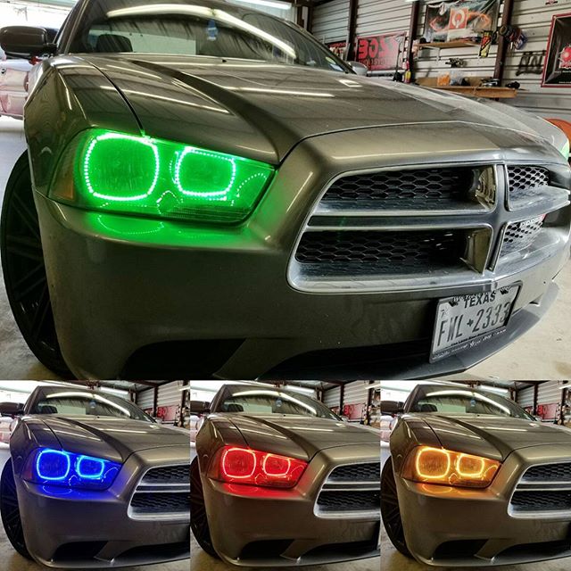 2011 - 2014 Dodge Charger Headlight Color Changing RGB Halo Pre-Built Headlights Assemby
