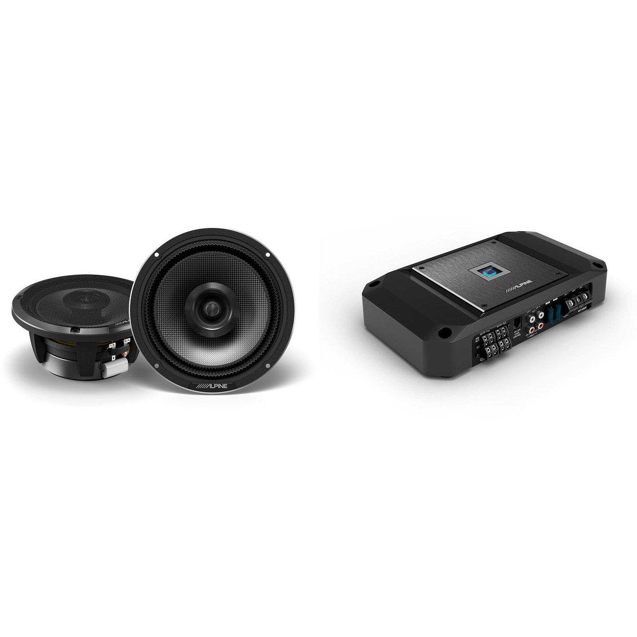 Alpine HDZ-65 Alpine Status Hi-Res 6.5” Coaxial Speaker Set & R2-A60F R-Series 4-Channel Amp Bundle