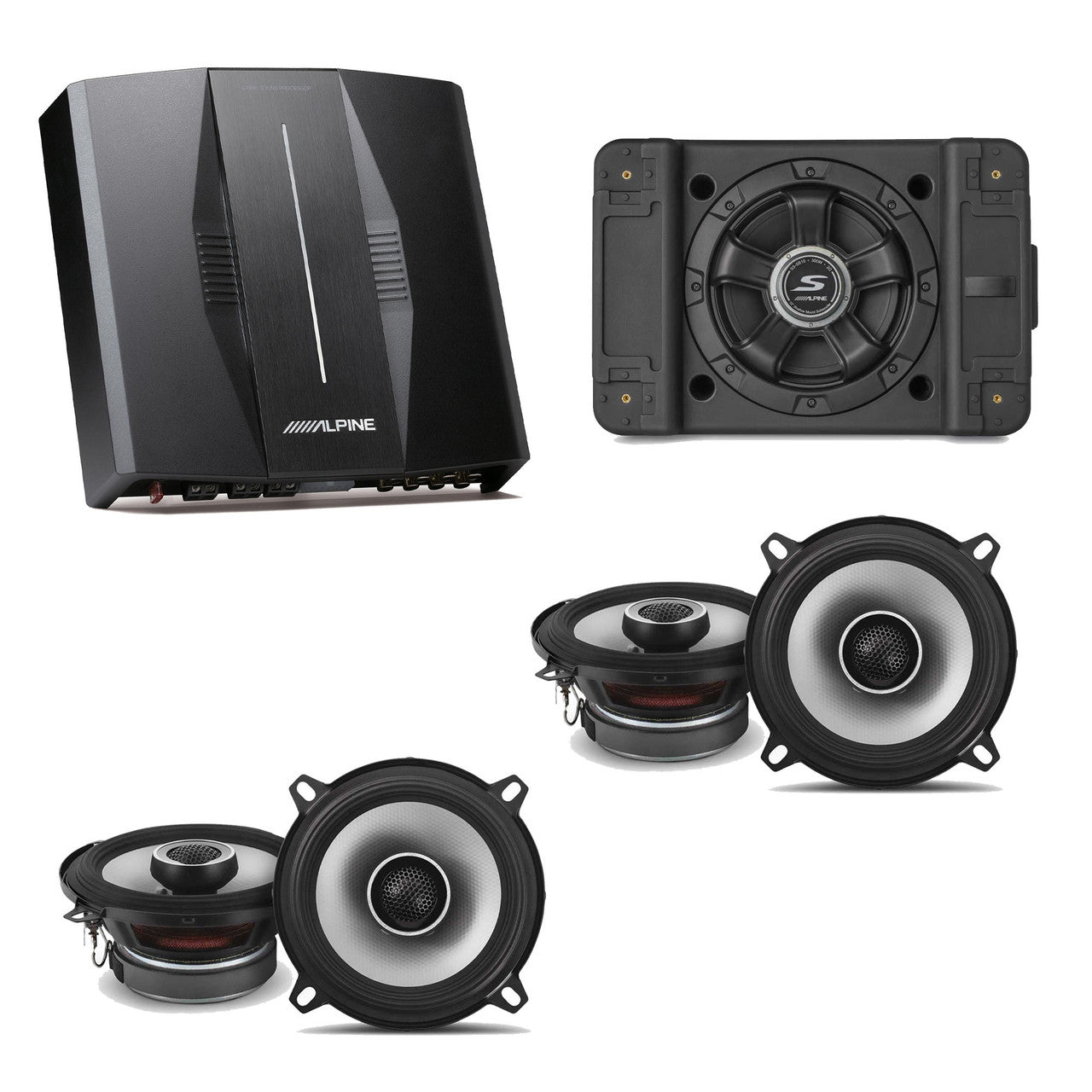 Alpine PXE-C80-88 OPTIM8 8-Channel Hi-Res DSP Amplifier w/ SS-SB12 Subwoofer, (2) S2-S50 Bundle