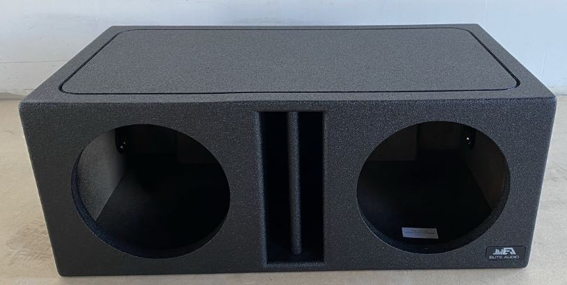 Elite Audio EBOX-BLVD10CP Center-Split Vented Dual 10” Subwoofer Enclosure - Polyurethane Bed Liner Finish, 3/4” MDF with 1” Front Baffle, Pro-Tuned Ports, High-Current Terminals for Enhanced Bass & Superior Sound Quality