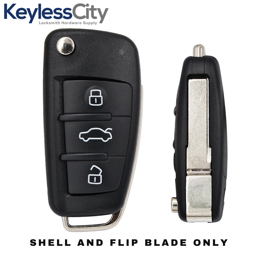 2006-2015 Audi / 3-Button Flip Key SHELL For IYZ-3314 (AFTERMARKET)