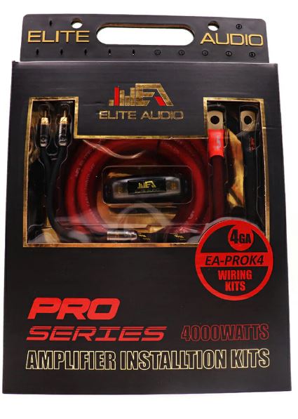 Elite Audio 4 Gauge Amp Kit Pro Series 100% OFC Copper True Gauge Complete Amplifier Wiring Kit