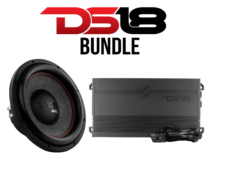 DS18 Car Audio Bass Bundle – G1800.1D 1800W Max Class-D Monoblock Amplifier + GEN-X124D 12