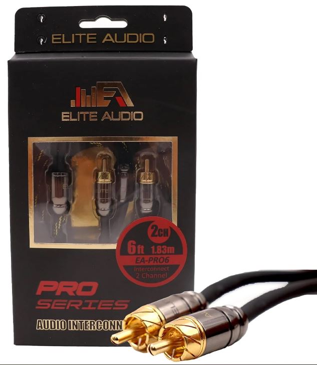 Elite Audio 6ft RCA Audio Cable – 2-Channel, Oxygen-Free Copper, Triple Shielded, Brass Connectors, Professional Grade