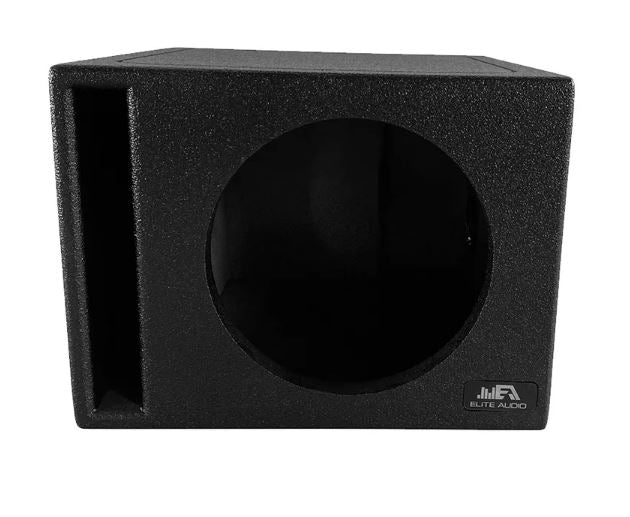 Elite Audio EBOX-BLVS10 Vented Single 10” Subwoofer Enclosure - Polyurethane Bed Liner Finish, 3/4” MDF with 1” Front Baffle, Pro-Tuned Ports, High-Current Terminals for Enhanced Bass & Sound Quality
