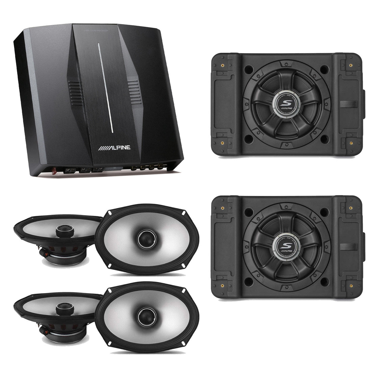 Alpine PXE-C80-88 OPTIM8 8-Channel Hi-Res DSP Amplifier w/ (2) SS-SB12 Subwoofer, 2) S2-S69 Bundle