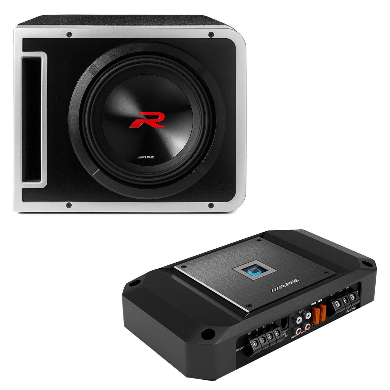 Alpine R2-SB10V 10-inch R-Series Halo Preloaded Subwoofer Enclosure with ProLink™ w/ R2-A75M Bundle