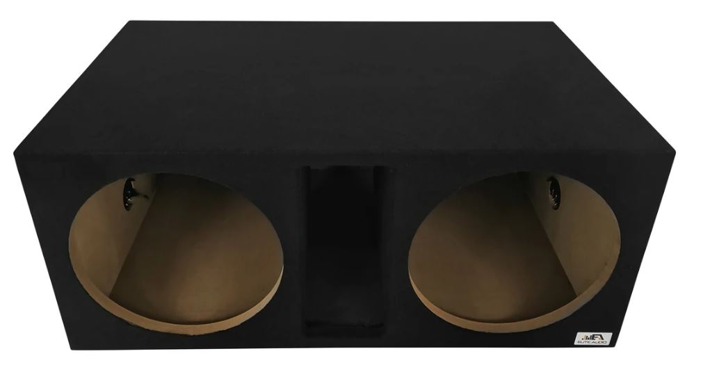 Elite Audio EBOX-SVD15SPL Dual 15” Subwoofer Enclosure - Plush OEM Carpet, 35Hz Tuned Mega Port, 1” MDF Heavy-Duty Construction, Pro-Tuned Ports, High-Current Spring Terminals for Powerful SPL Bass & Superior Sound Quality