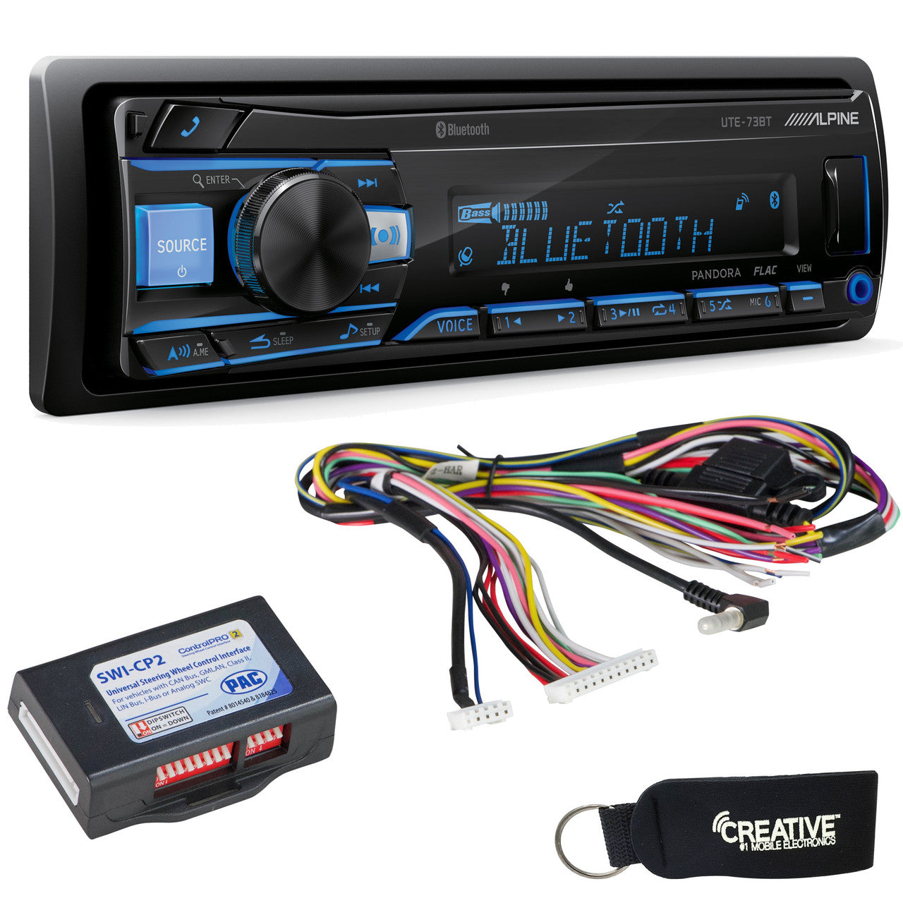 Alpine UTE-73BT Mech-less Bluetooth Digital Media Receiver with SWI-CP2 Steering Wheel Interface