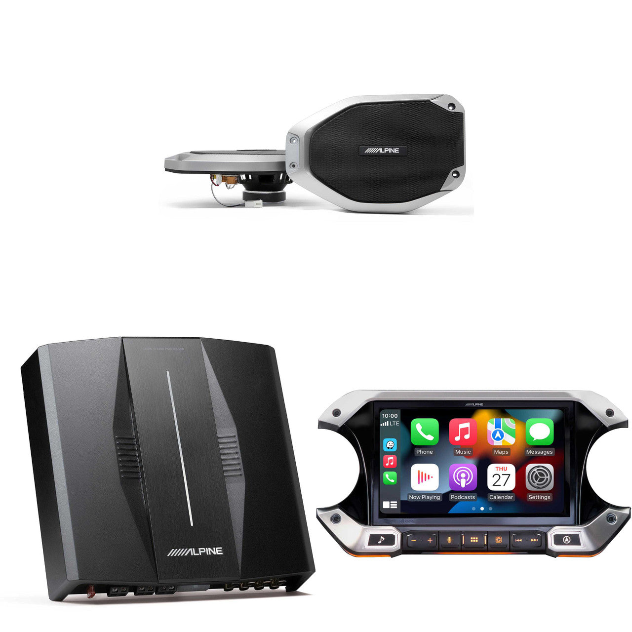 I509-WRA-JL 9-inch Weather-Resistant Digital Media Receiver with Hi-Res Audio w/ SPV-65-JLT & PXE-C80-88 OPTIM8 8-Channel Hi-Res DSP Amp Bundle for 18 - Up Wrangler