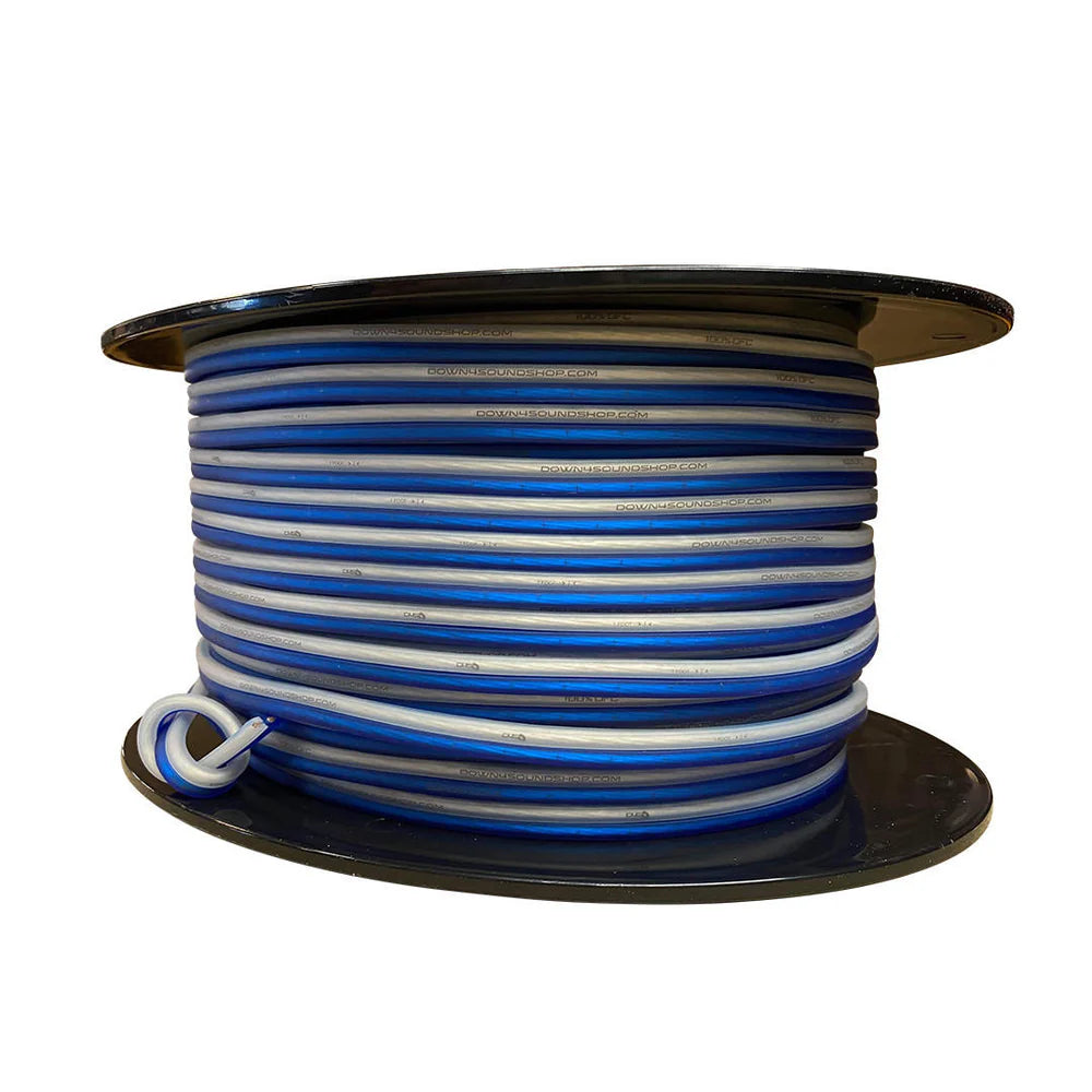 Down4Sound 14G OFC 100% Copper Speaker Wire (Blue/Clear) - By the Foot