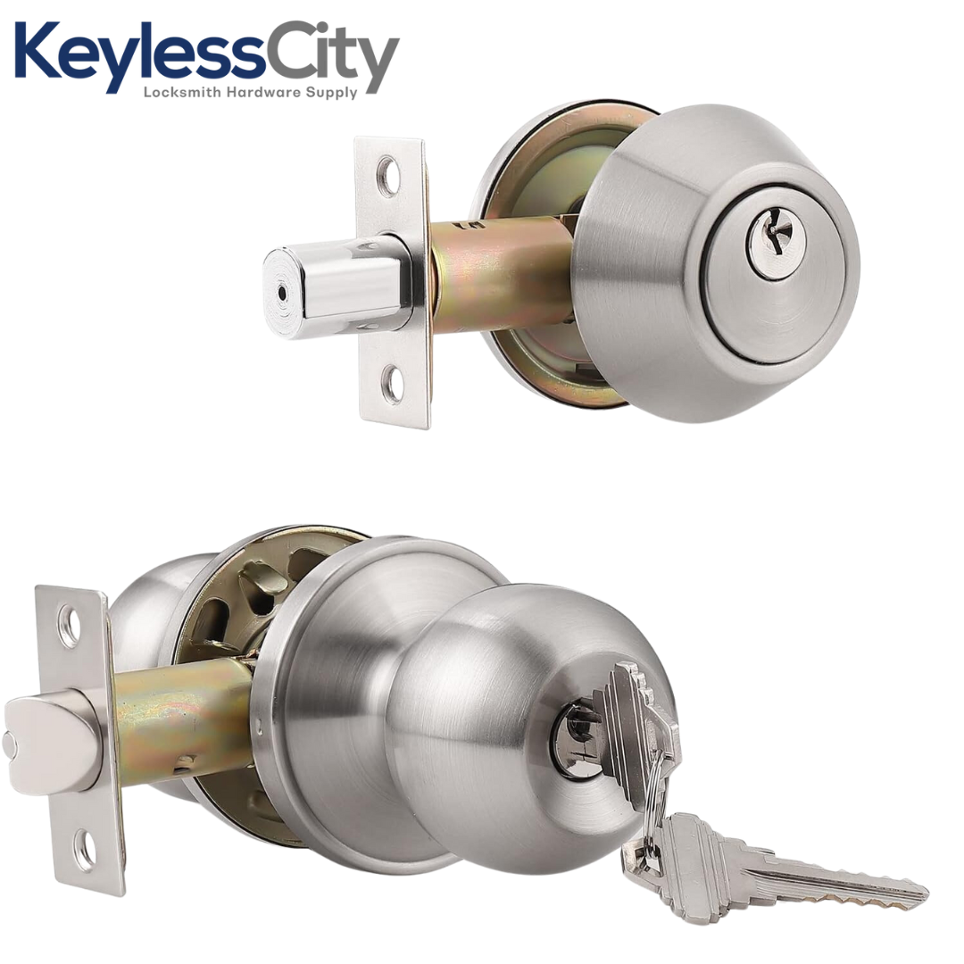 Schlage Premium Combo Lockset – Knob & Deadbolt – Satin Silver