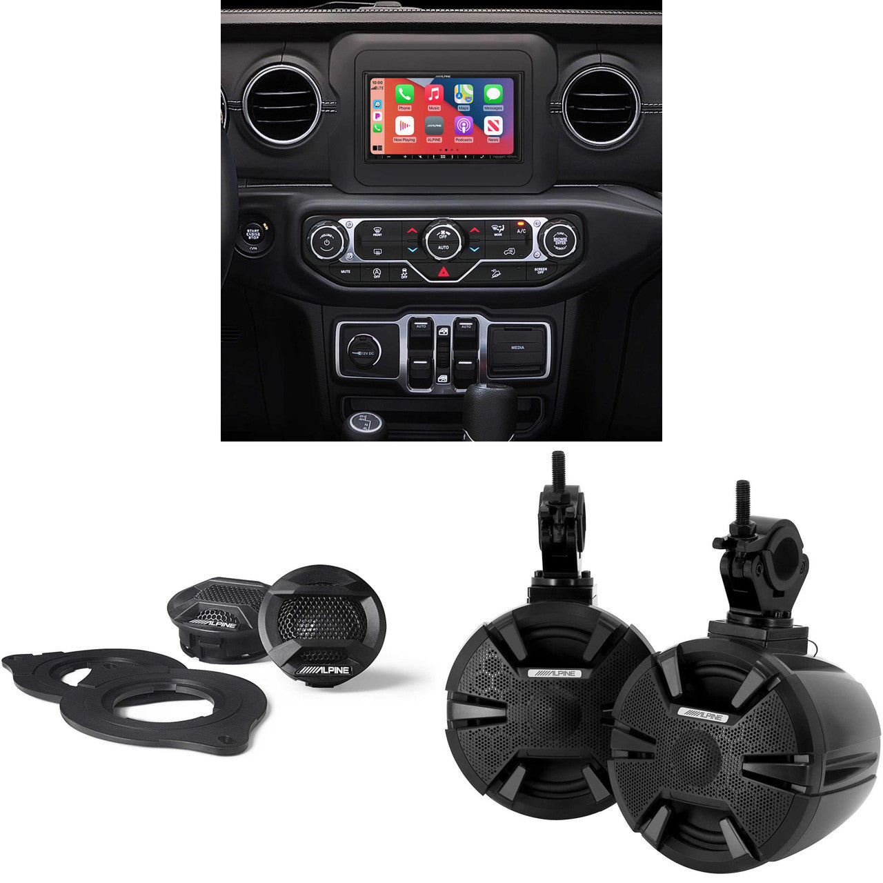 Alpine i407-WRA-JL 7in In-Dash Digital Receiver w/ SPV-10TW-WRA & SPV-65RGB-CAN Bundle for 18 - Up Wrangler