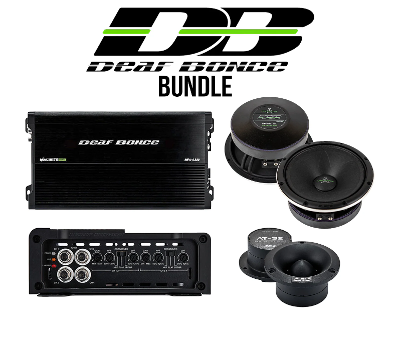 Deaf Bonce Car Audio Bundle | Machete Fight MFA-4.320 4-Channel Amplifier + Apocalypse AP-M61AC 6.5