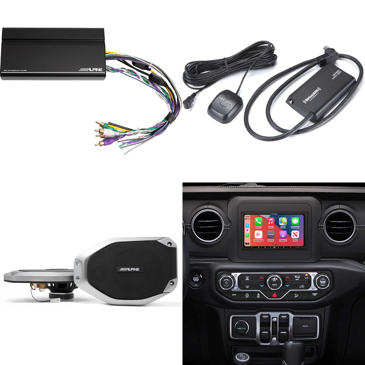 Alpine i407-WRA-JL 7in In-Dash Digital Receiver w/ SPV-65-JLT, Sat Tuner & Power Pack Bundle for 18 - Up Wrangler