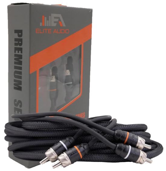 Elite Audio 15ft RCA Cable – Premium 2-Channel Twisted Pair with Noise Reduction | Oxygen-Free Copper | Male to Male