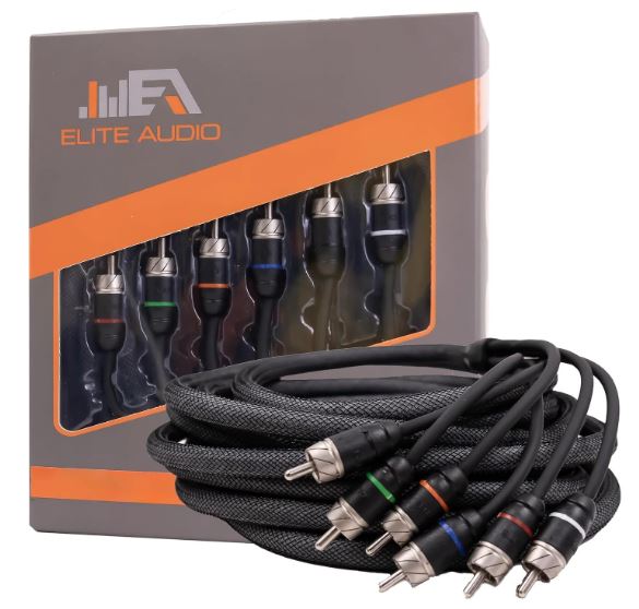 Elite Audio 17ft 6-Channel RCA Cable – OFC Twisted Pair with Noise Reduction