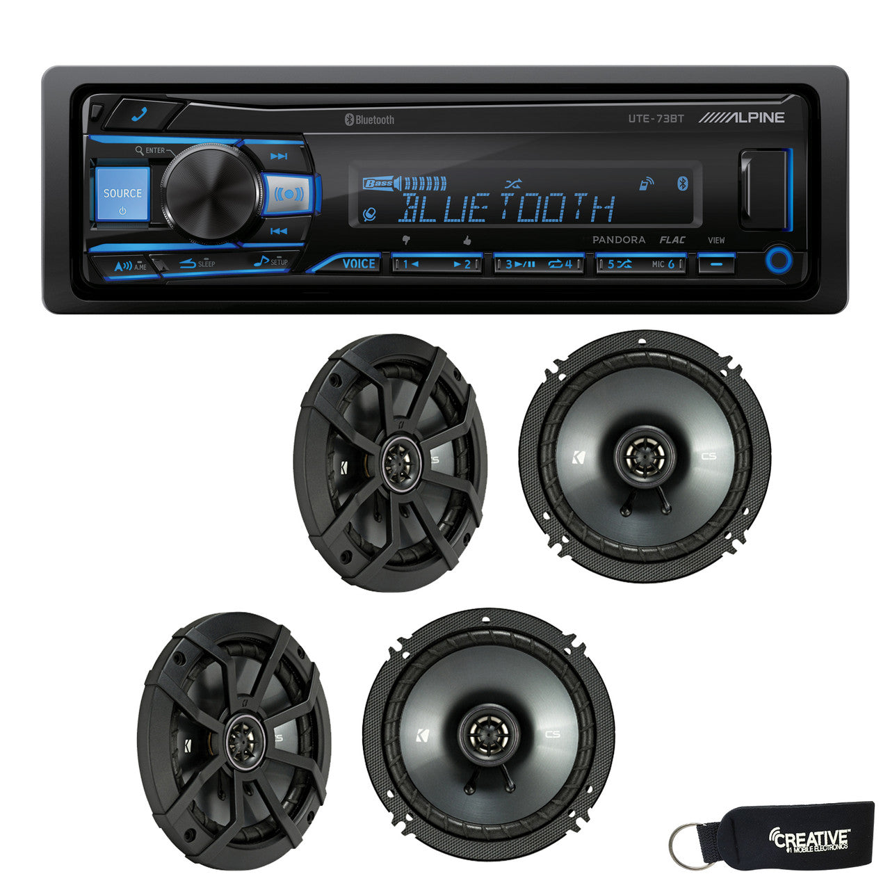 Alpine UTE-73BT Bluetooth Receiver (No CD), and Two Pairs of 43CSC654 6.5