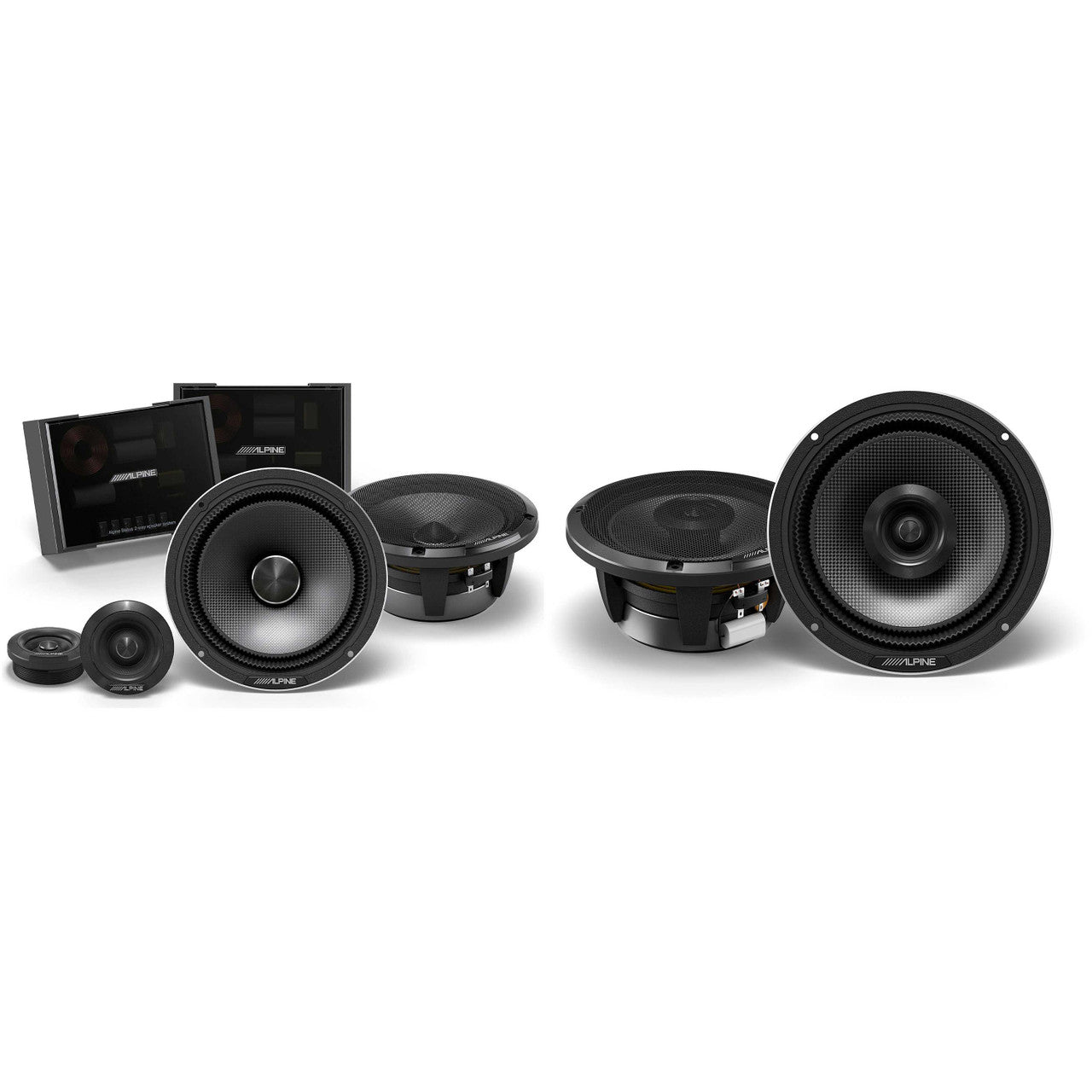 Alpine HDZ-65CS Status Series Hi-Res 6.5” 2-Way Slim-fit Component Speaker Set with HDZ-65 Status Hi-Res 6.5” Coaxial Speaker Set