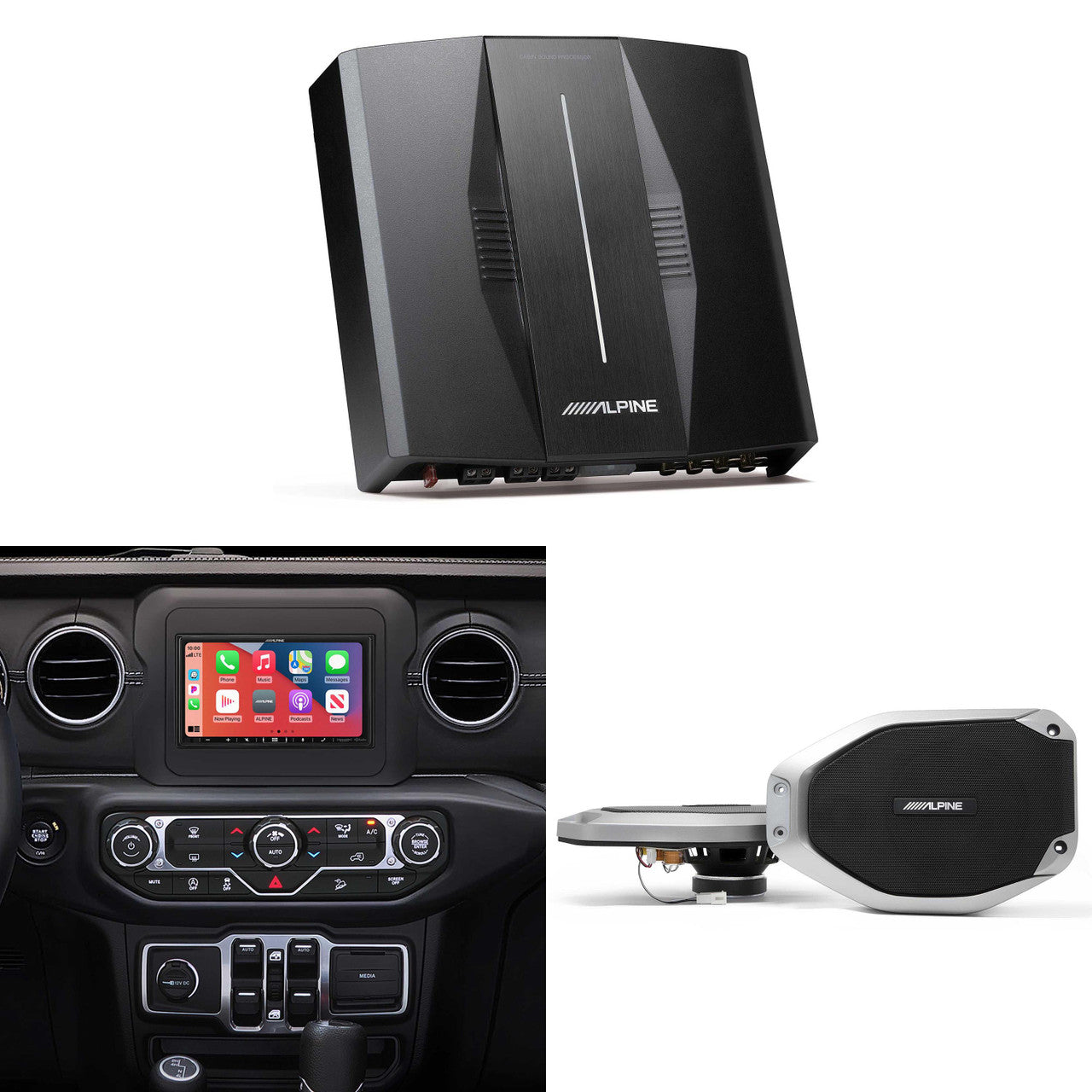 Alpine i407-WRA-JL 7in In-Dash Digital Receiver w/ SPV-65-JLT & PXE-C80-88 OPTIM8 8-Channel Hi-Res DSP Amp Bundle for 18 - Up Wrangler