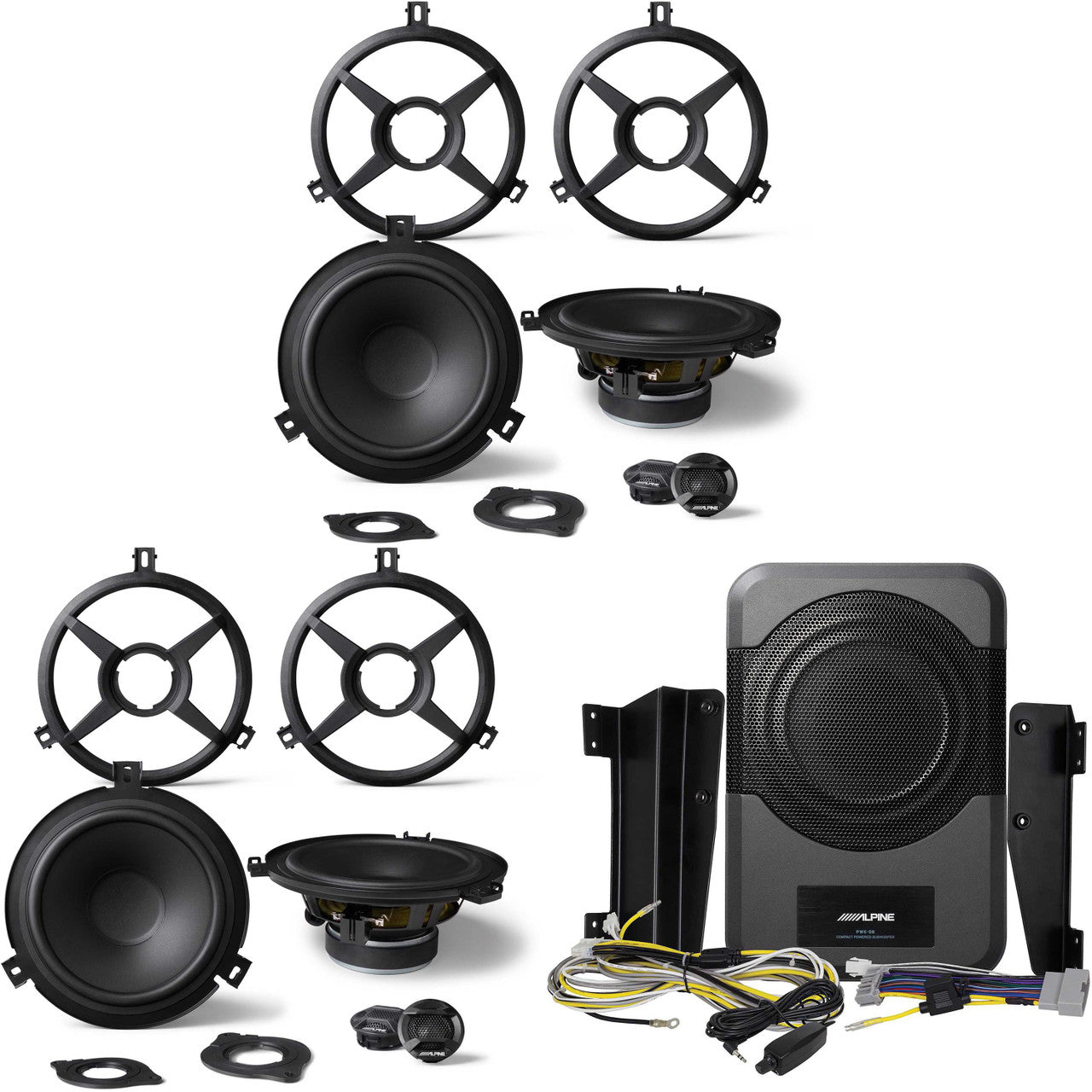 Alpine (2 pair) SPV-65X-WRA Front and Rear JK Speaker Upgrade Kit & PWE-S8-WRA 8