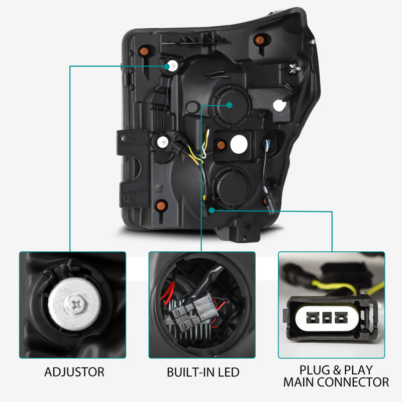 AlphaRex 11-16 Ford Super Duty LUXX-Series LED Projector Headlights Alpha-Black