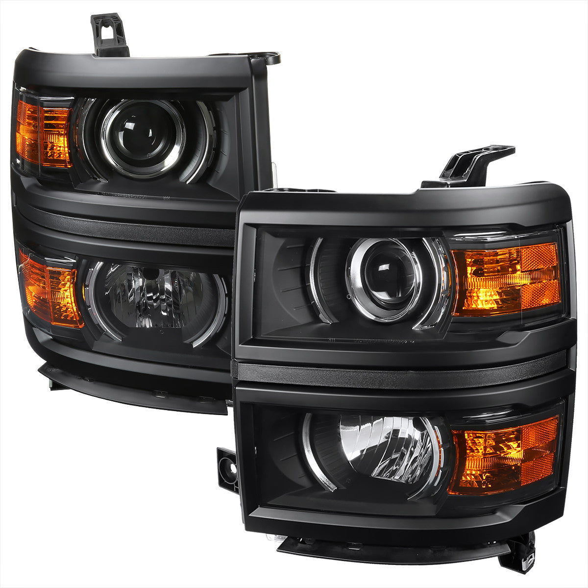 Spec-D 14-15 Silverado 1500 Projector Headlights Black/Clear