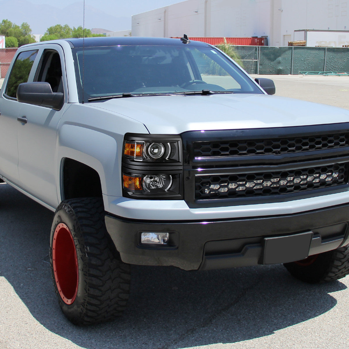 Spec-D 14-15 Silverado 1500 Projector Headlights Black/Clear