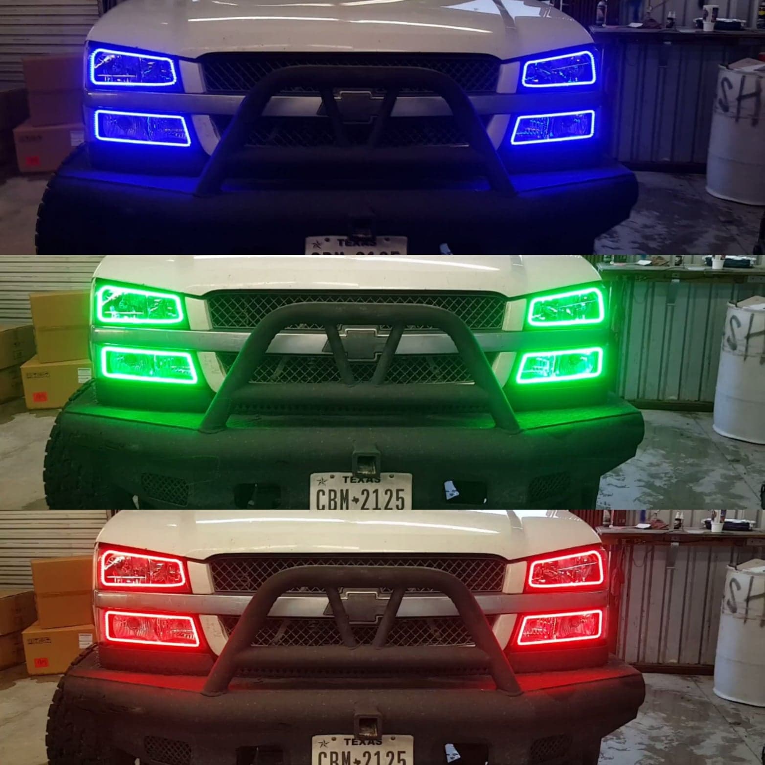 2003 - 2006 Chevy Silverado Headlights with RGB Color Changing Halos Pre-Built Headlights Assemby