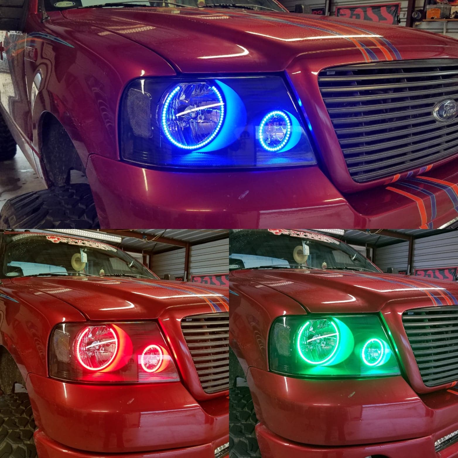 2004 - 2008 Ford F-150 Headlights with RGB Color Changing Halos Pre-Built Headlights Assemby