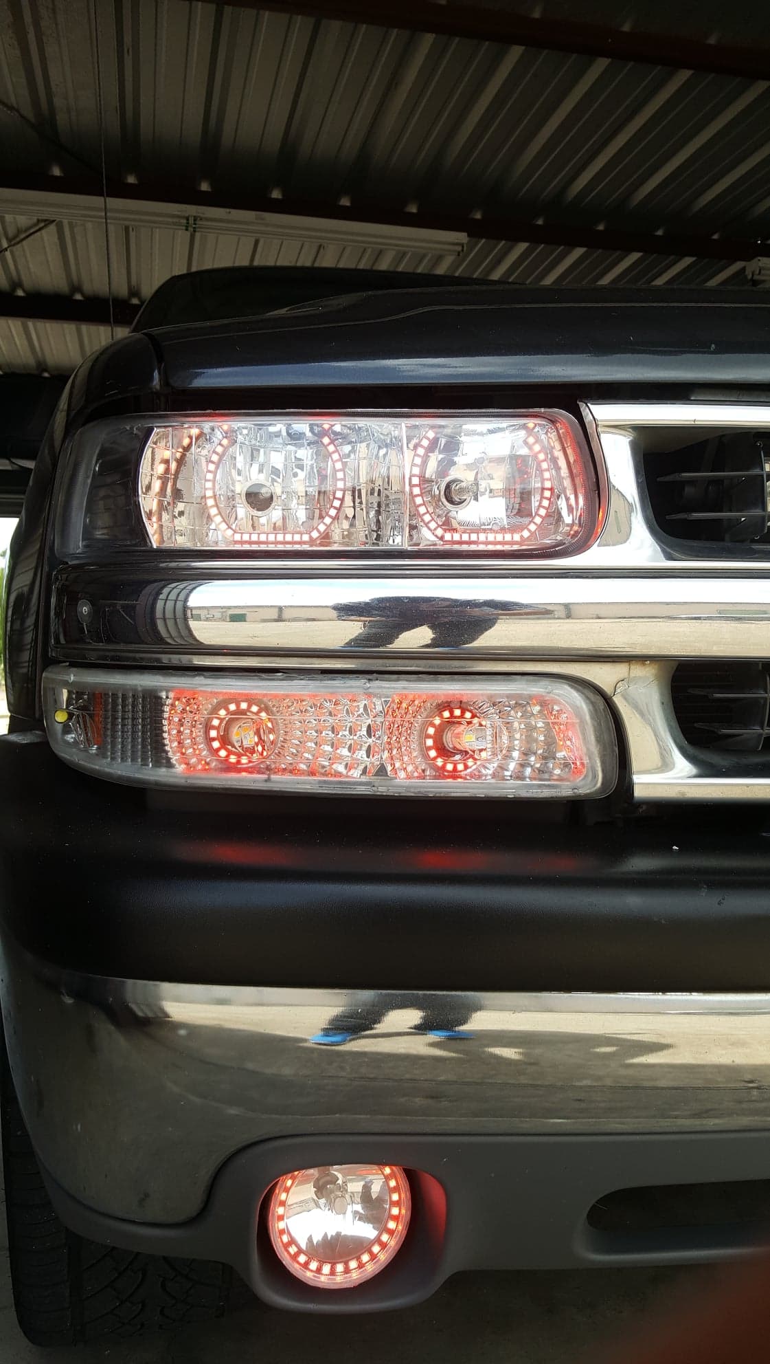 1999 - 2002 Chevy Silverado, 2000 - 2006 Chevy Tahoe Headlights with RGB Color Changing Halos Pre-Built Headlights Assemby