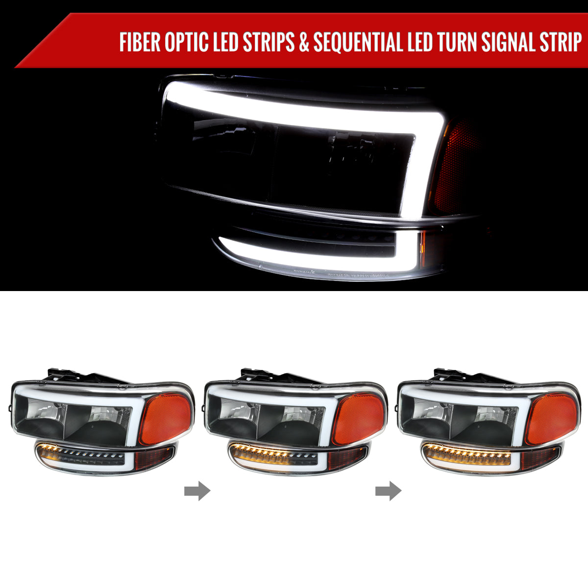 Spec-D 99-06 GMC Sierra Denali /00-06 Yukon OEM Bumper Lights Black