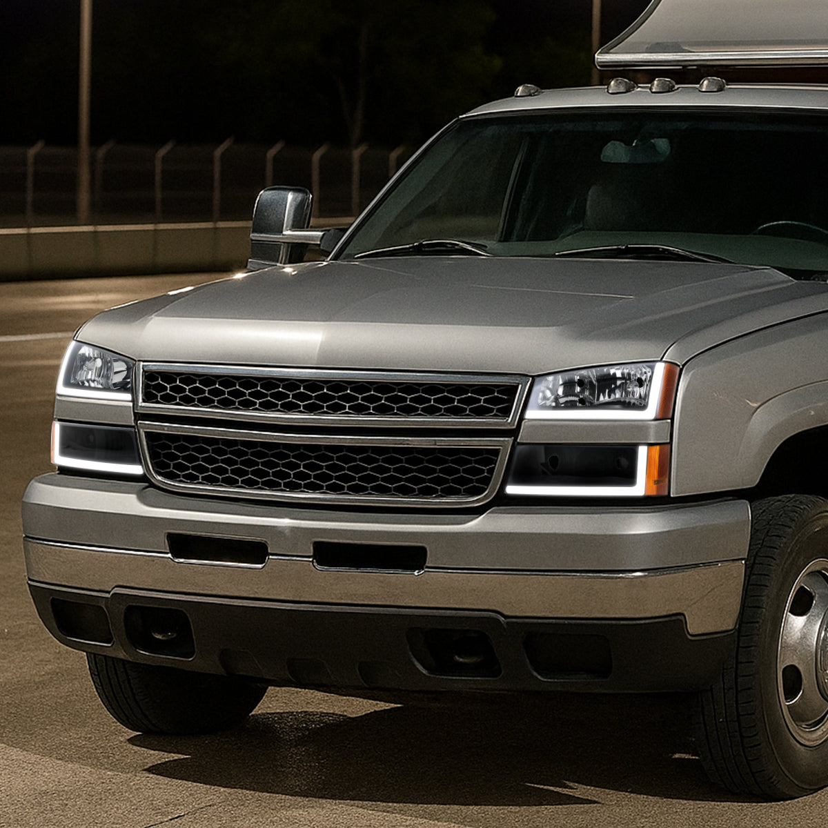 Spec-D 03-07 Silverado 02-06 Avalanche Headlights OEM Style LED Bar
