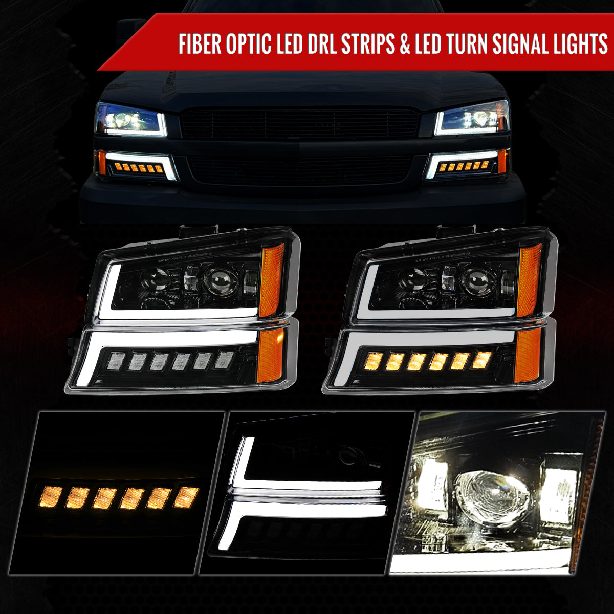 Spec-D 03-06 Chevy Silverado GMC Sierra Headlights Halo Black/Smoked