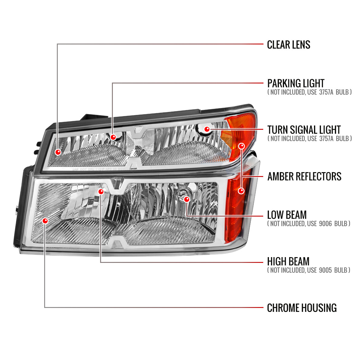 Spec-D 04-12 Chevy Colorado GMC Canyon Tail Lights Chrome/Red