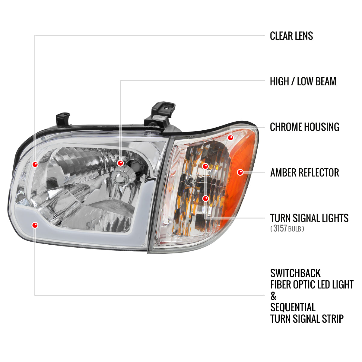 Spec-D 05-06 Tundra/05-07 Sequoia SEQ Bar /Corner Lamps Headlights