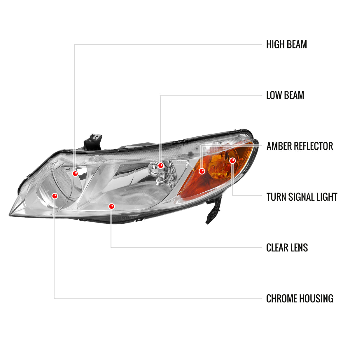 Spec-D 06-11 Honda Civic 4DR Headlights OEM Style Chrome