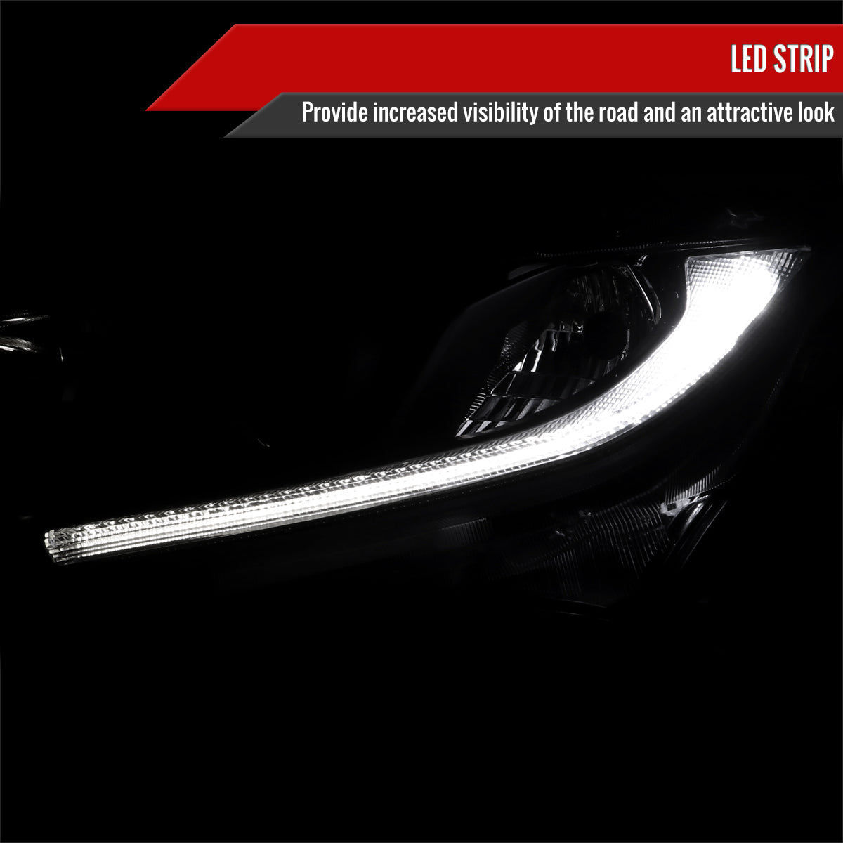 Spec-D 16-21 Honda Civic Headlights LED Strip OEM Style Black/Smoked