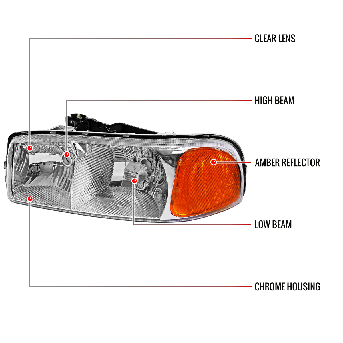 Spec-D 99-06 GMC Sierra/Yukon XL Crystal Headlights Chrome