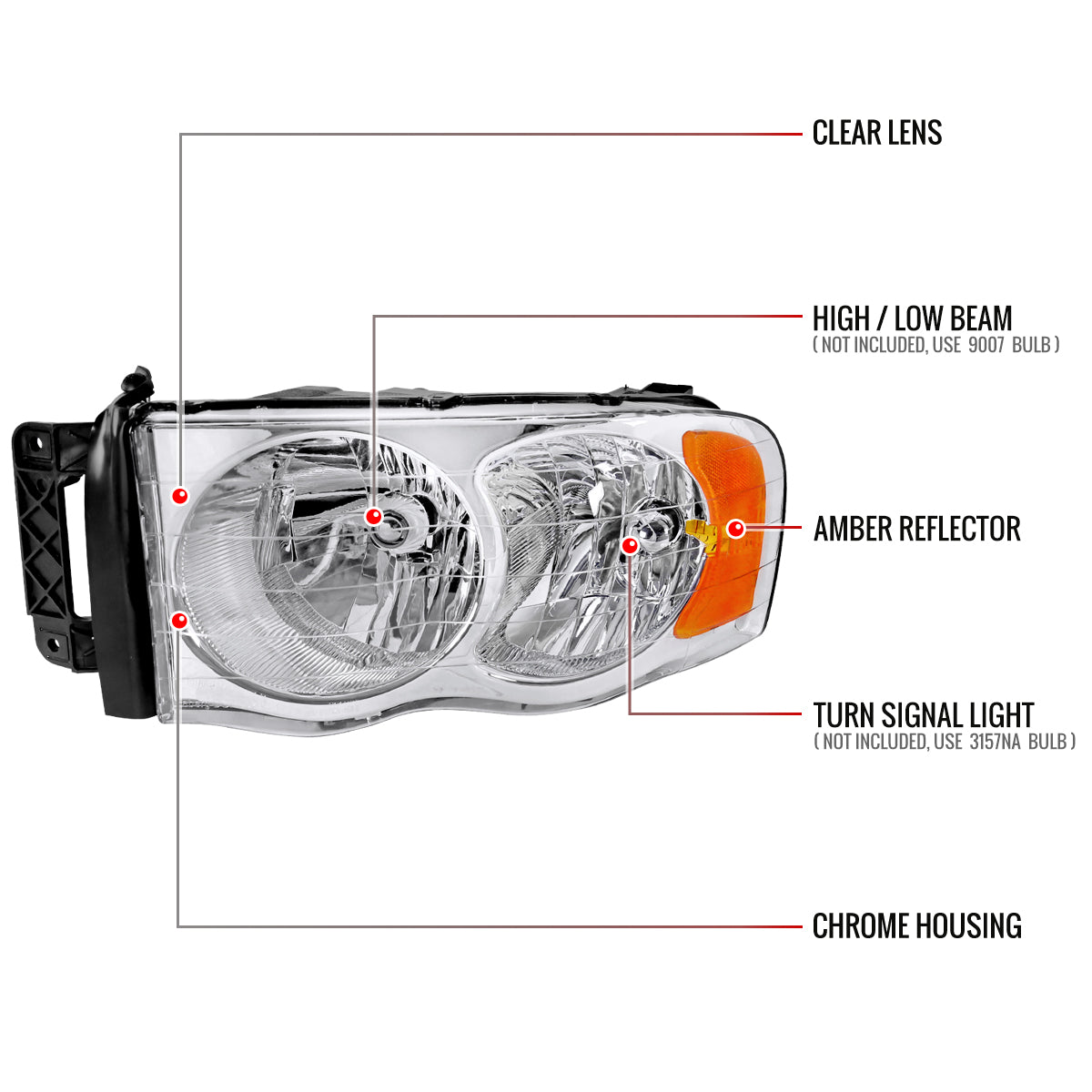 Spec-D 02-05 Ram 1500/ 03-05 Ram 2500 3500 Headlights OEM Style Chrome