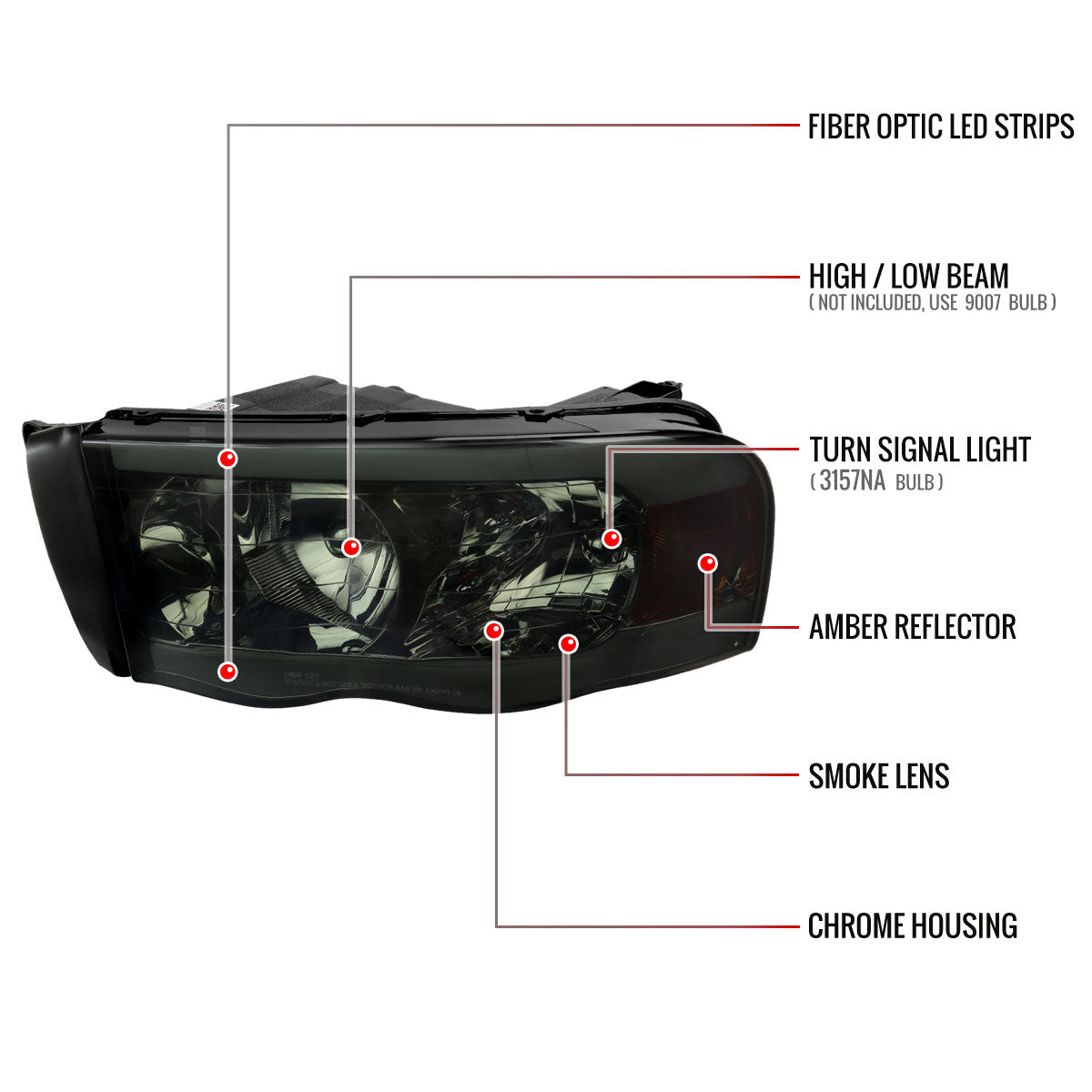Spec-D 02-05 Ram 1500/03-05 Ram 2500/3500 Tube /Smoked Headlights