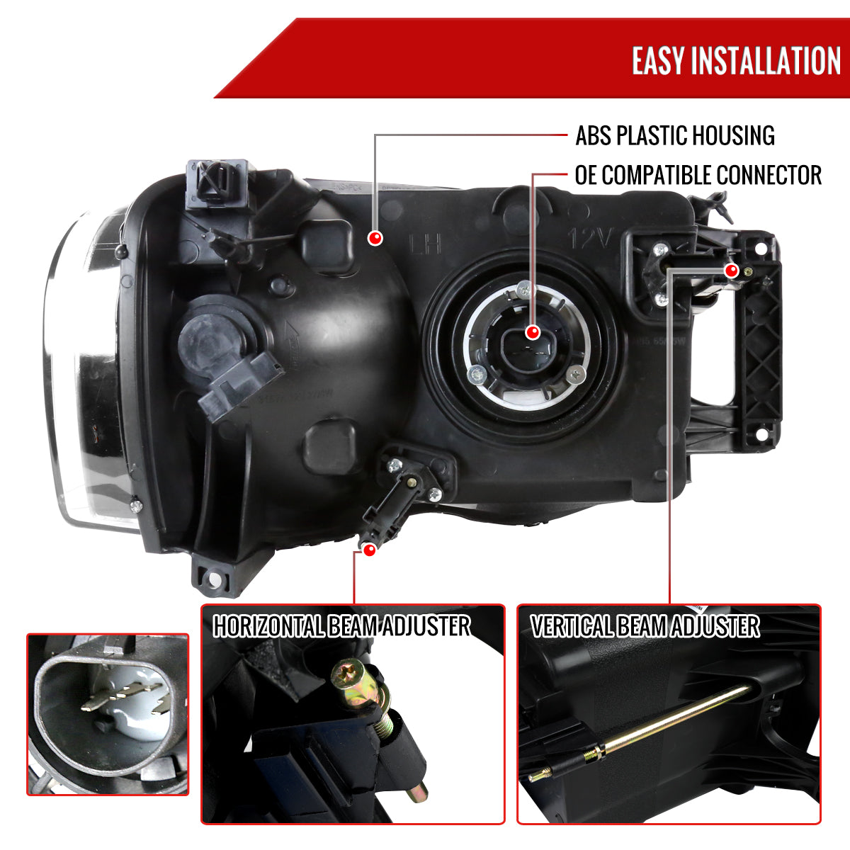 Spec-D 02-05 Ram 1500/03-05 Ram 2500 3500 Headlights OEM Style Smoked