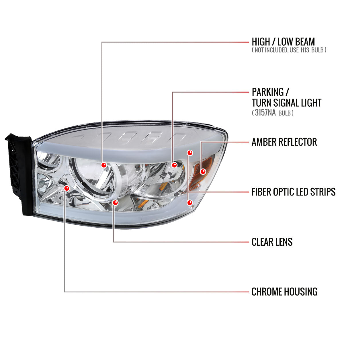 Spec-D 06-08 Ram 1500/06-09 Ram 2500 3500 Tube with Headlights