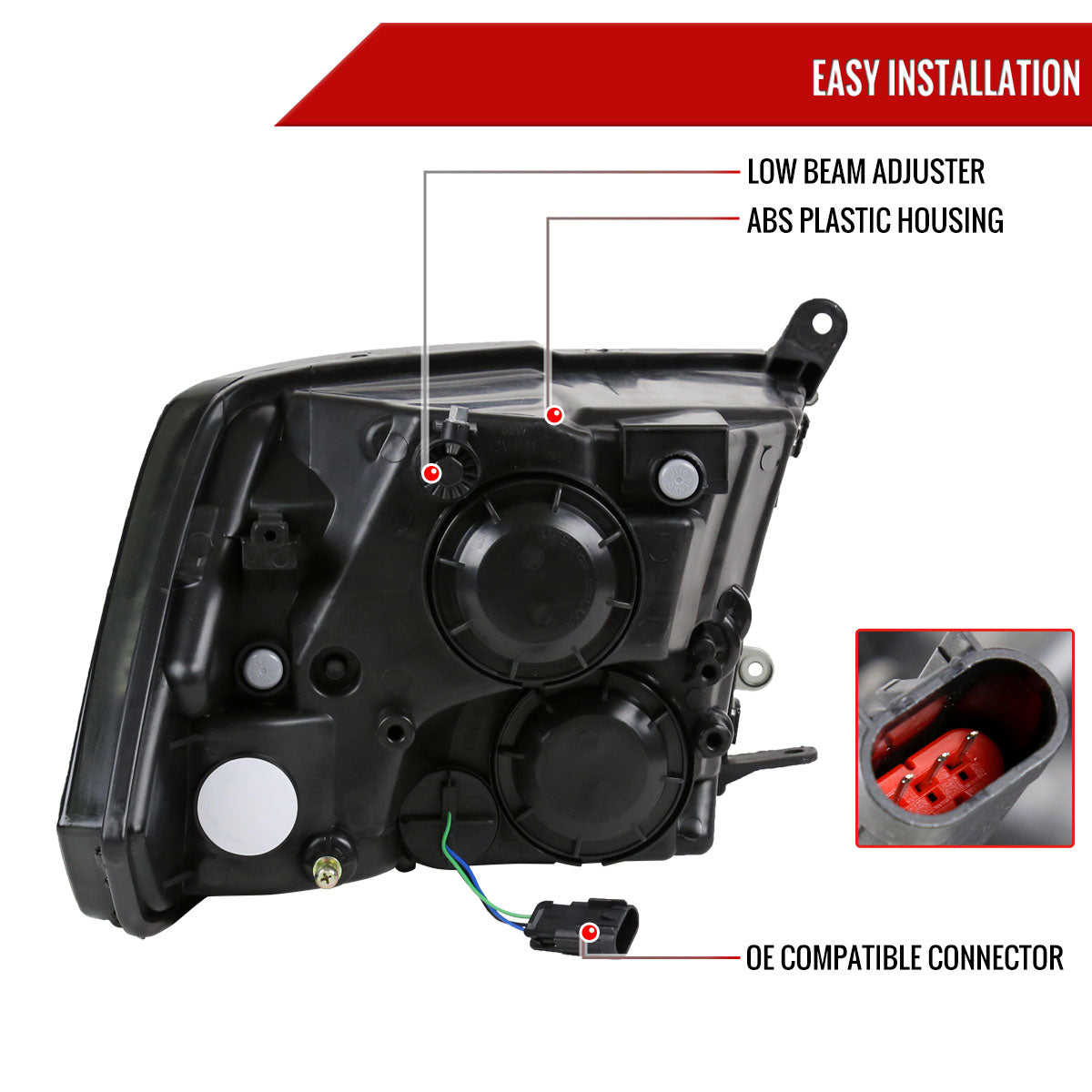 Spec-D 10-18 Dodge Ram/ 19-21 Ram Classic Quad Style Headlights