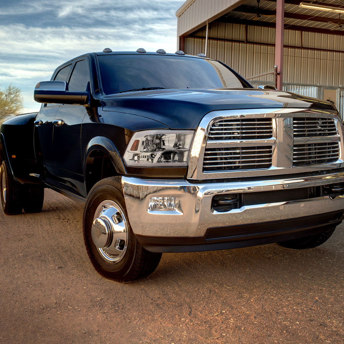 Spec-D 09-19 Ram 1500 2500 3500 Quad Style with Tube Headlights Chrome