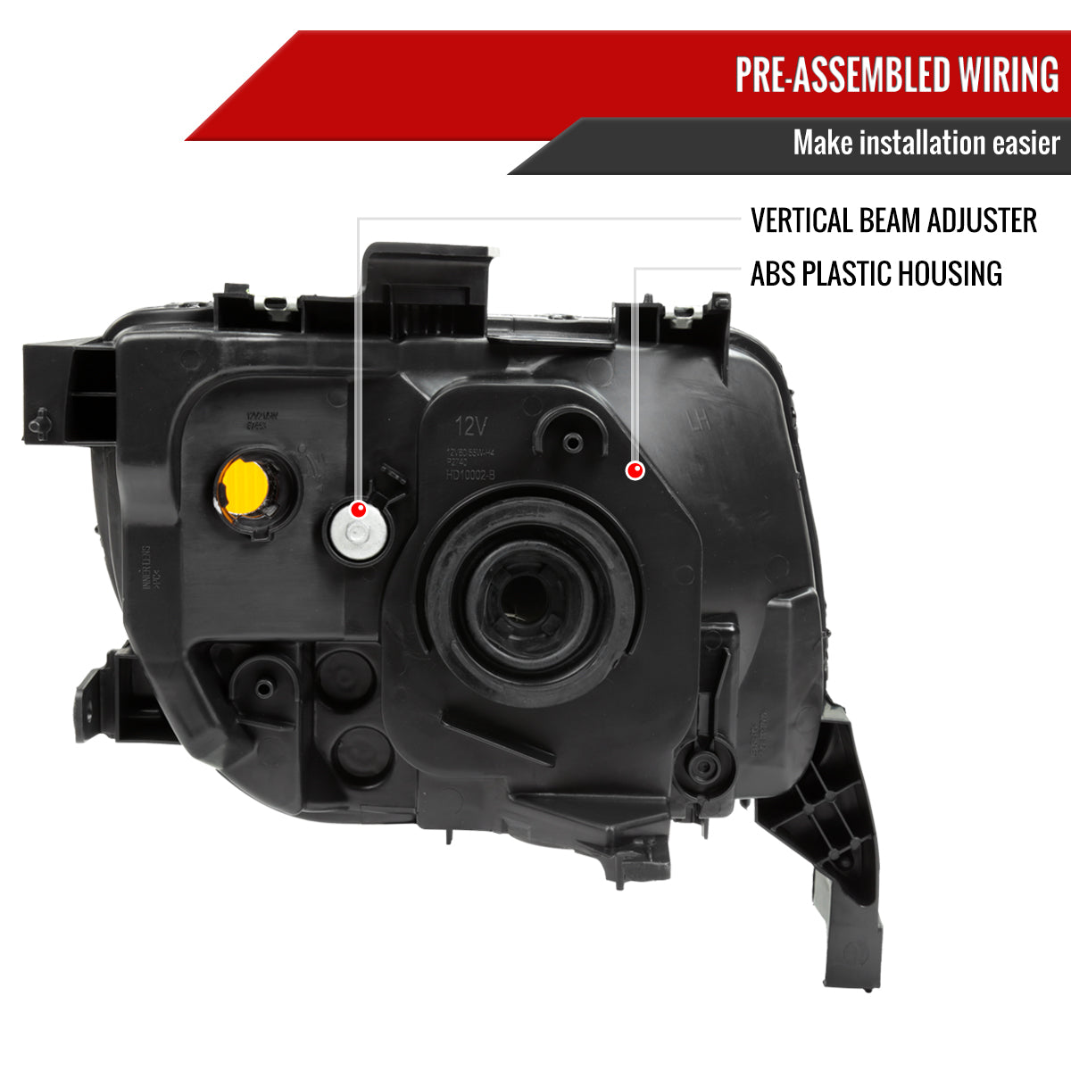 Spec-D 03-08 Honda Element Headlights OEM Style Black/Clear