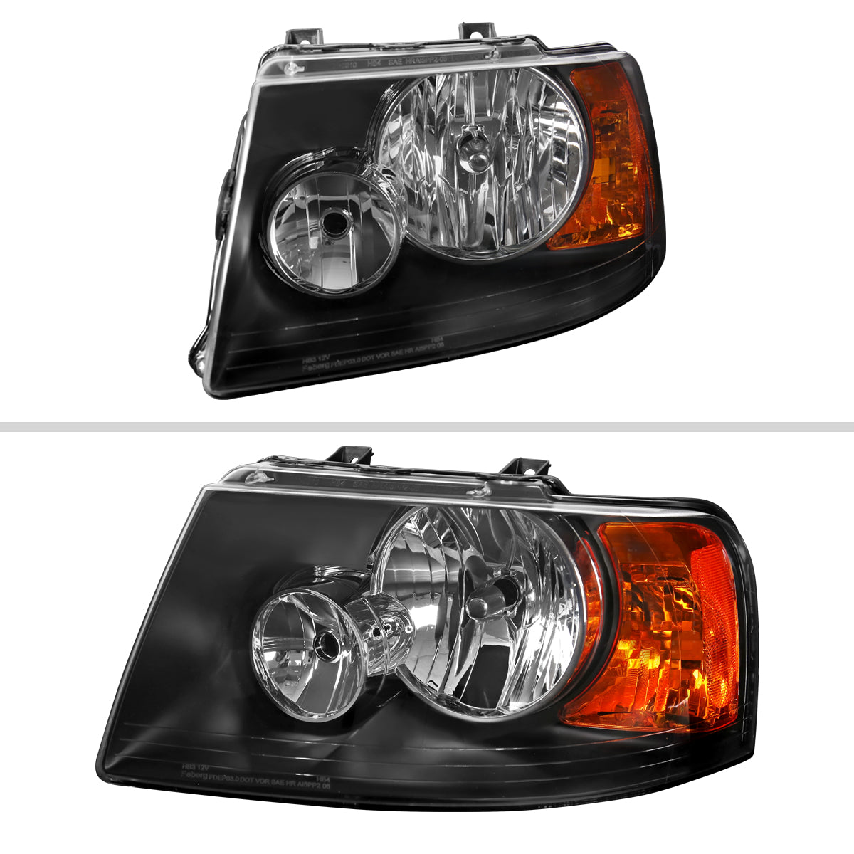 Spec-D 03-07 Ford Expedition Headlights OEM Style Black Amber